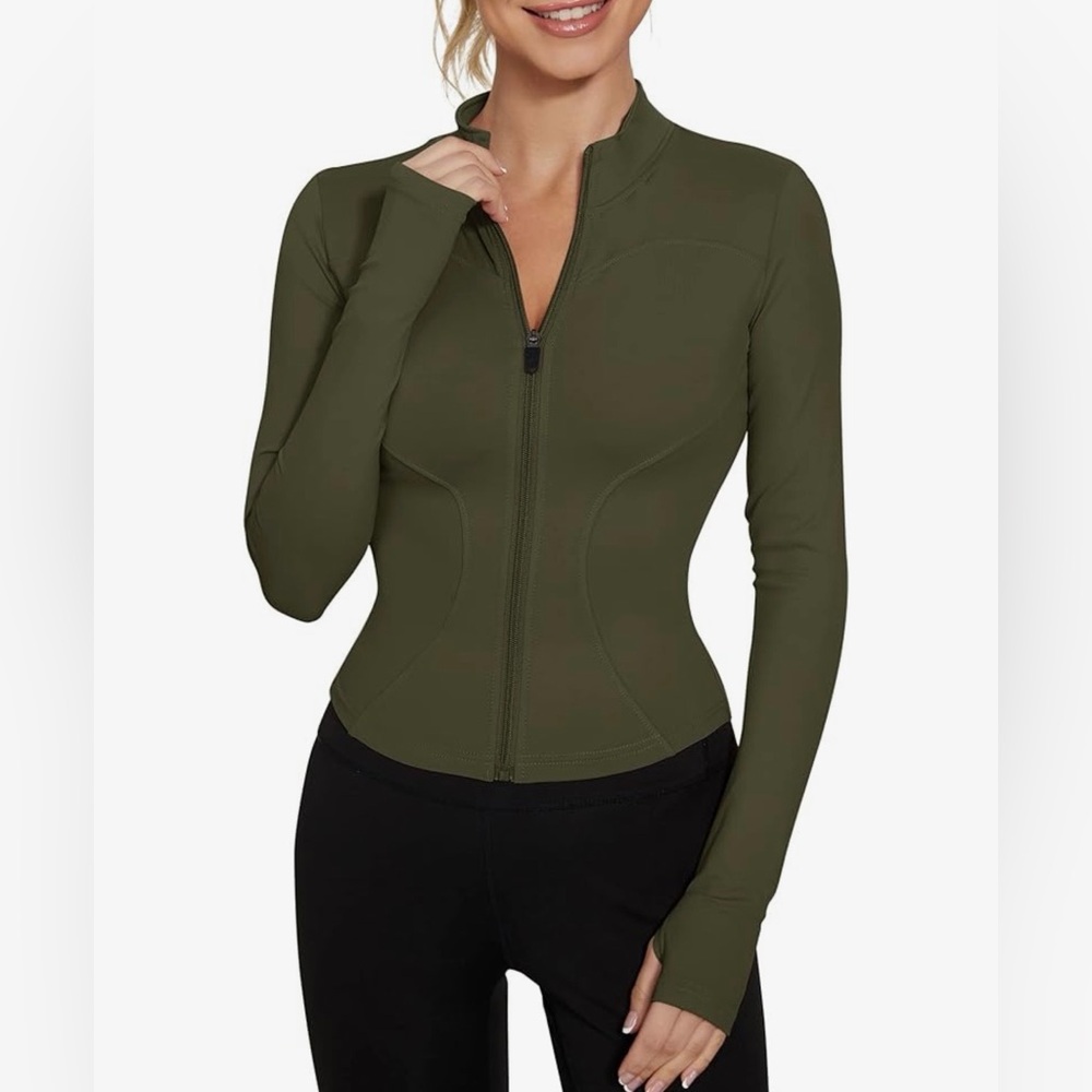 Luyaa green slim fit cropped sculpt jacket